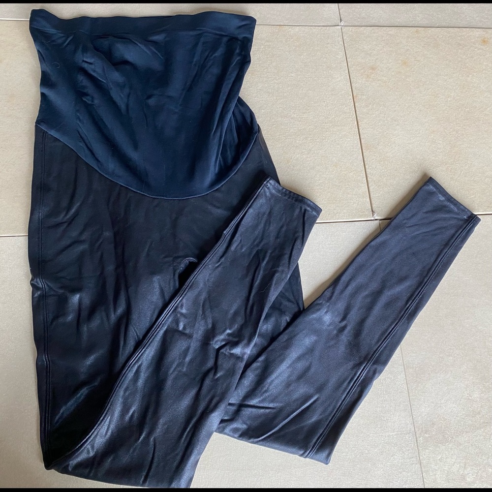 Spanx faux leather maternity leggings